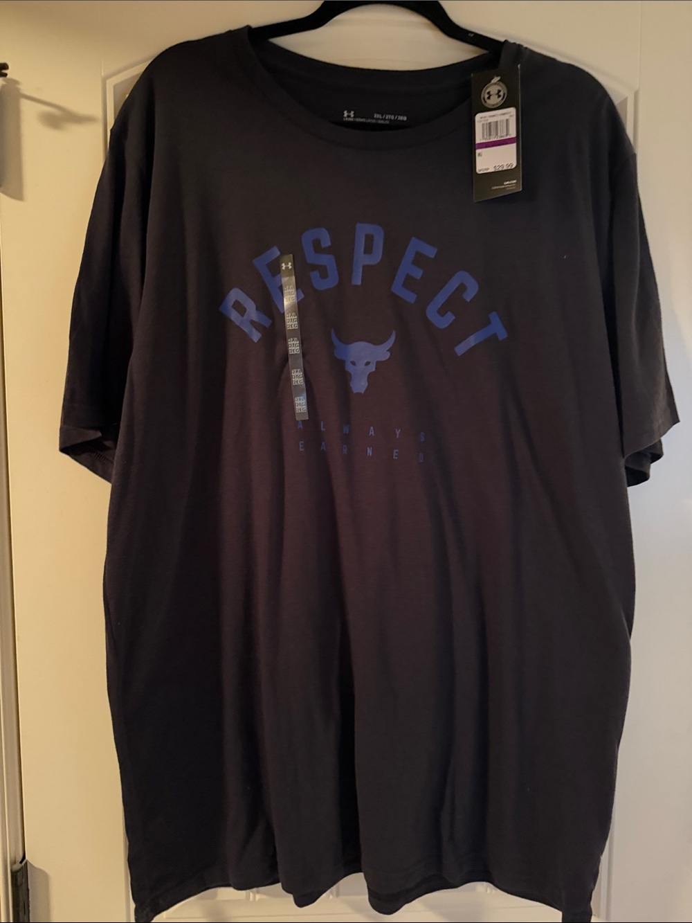 Under Armour Men’s Black Short Sleeve 'Respect' Logo Tee with Blue Graphic